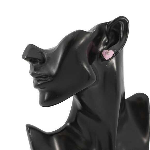 CHANEL CC Logo Heart Earrings Metal Pink AB - Picture 1 of 10